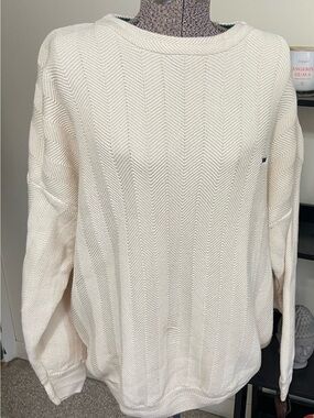 Alexander Julian Ivory Chevron Crewneck Sweater